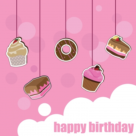 cup cake birthday card for birthday, kids, celebration and invitation cardのイラスト素材