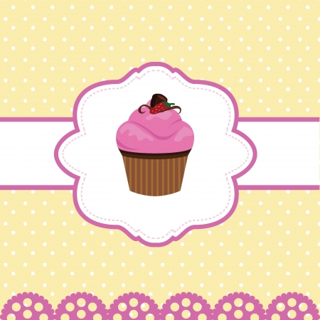 happy birthday cup cake card for birthday, party, fun and greeting cardのイラスト素材