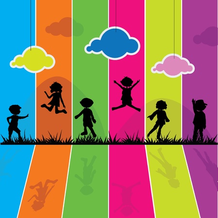 cartoon silhouettes children for children activity, fun and playのイラスト素材