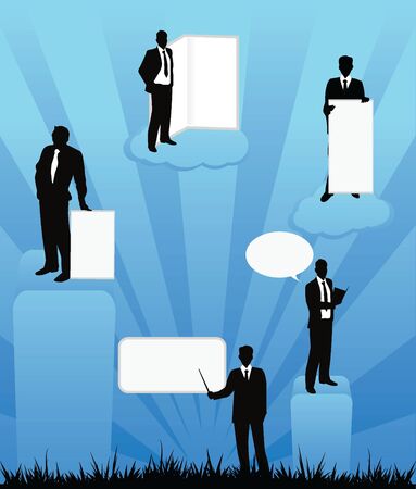 businessman silhouettes for company, business, meettings and iconsのイラスト素材