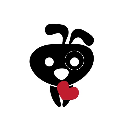 dog love holding a heart shapedのイラスト素材