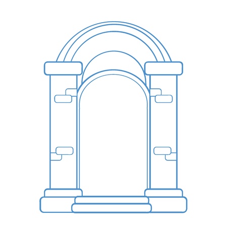 door with pillar designs for background, wallpaper and othersのイラスト素材