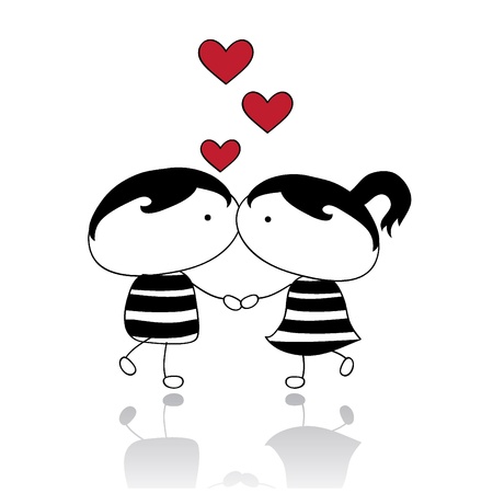 isolated love couples with heartsのイラスト素材