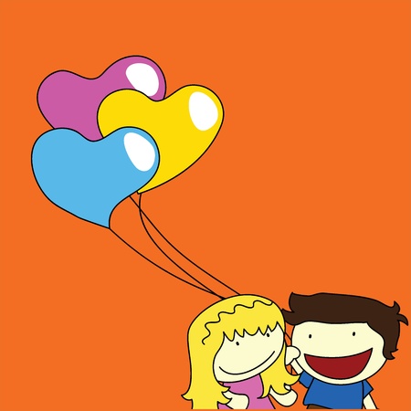 couple with balloonsのイラスト素材