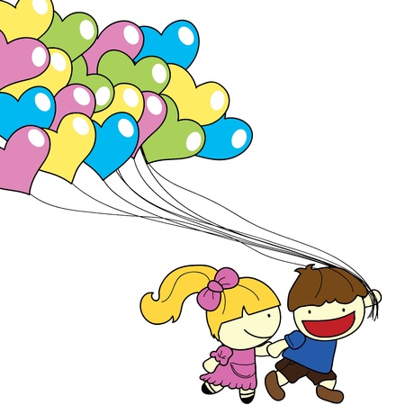 couple with balloonsのイラスト素材