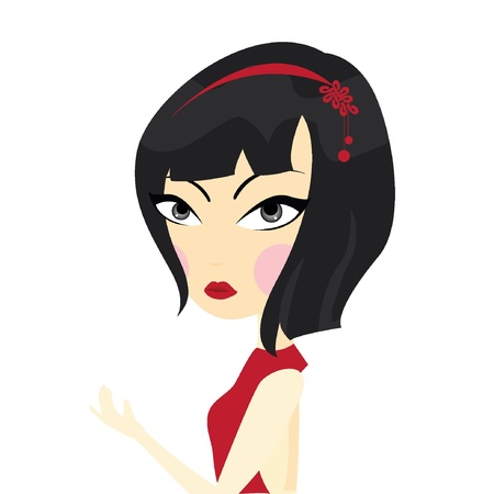 wide eyed red girl with isolated backgroundのイラスト素材