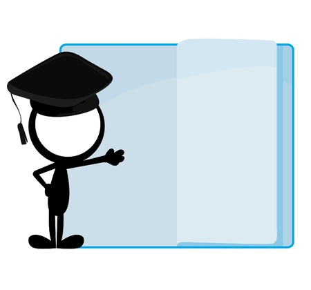 stick man graduation and flip page book backgroundのイラスト素材