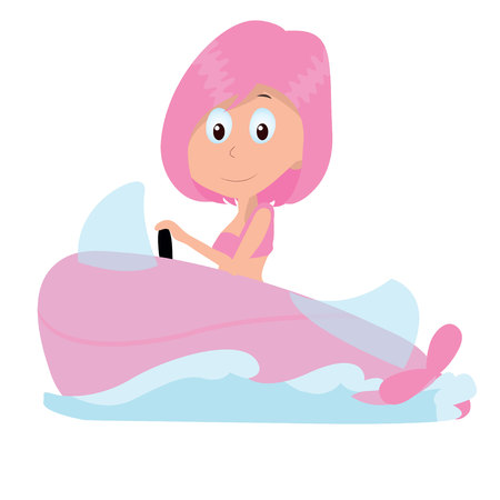 girl and speed boatのイラスト素材