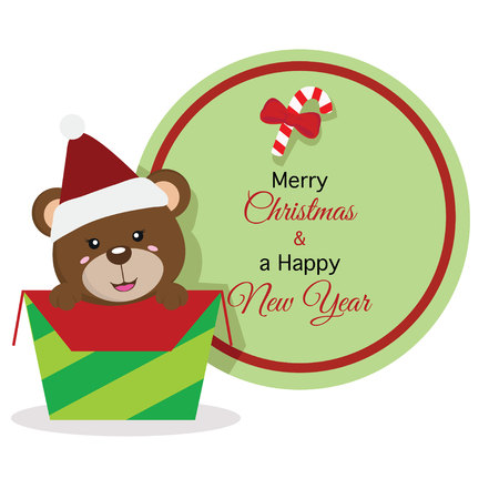 bear christmas icon with christmas bannerのイラスト素材
