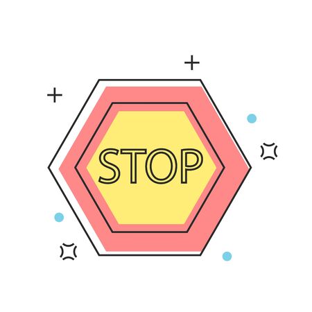 Stop sign construction, engineering, architecture, interior design color line icons. Vector illustrationのイラスト素材