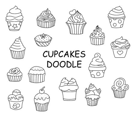 cupcakes doodle clip artのイラスト素材