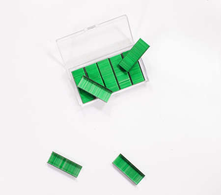 Green max stapler on white backgroundの写真素材