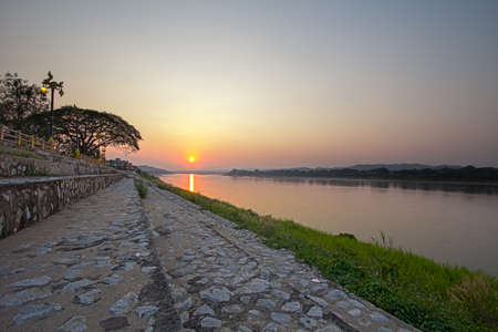 River on sunsetの写真素材