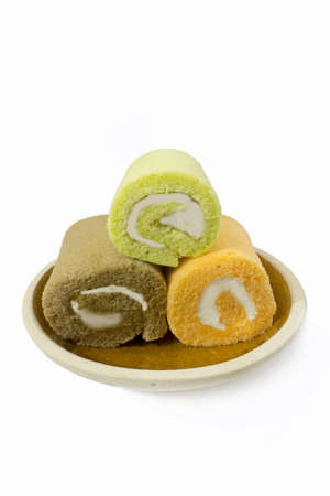 Colorful slice roll cake arrangement の写真素材