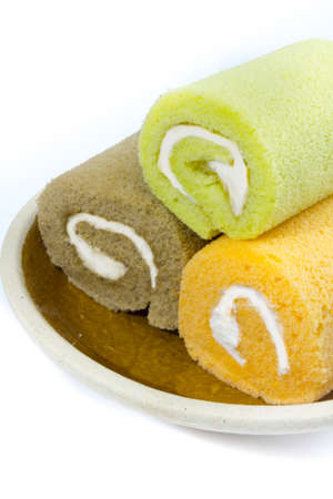 Colorful slice roll cake arrangement の写真素材