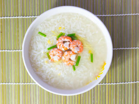 Rice soup with shrimpの写真素材