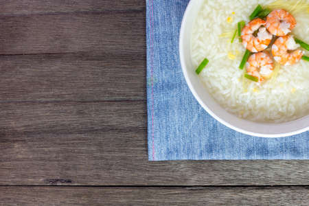 Rice soup with shrimpの写真素材