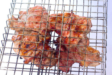 Grilled pork ribs on the grillの写真素材