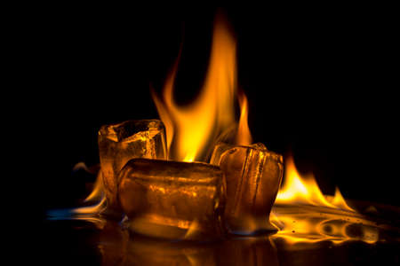 Burning ice cube on  backgroundの写真素材