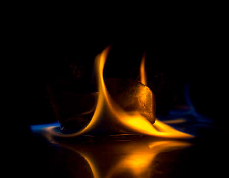 Burning ice cube on  backgroundの写真素材