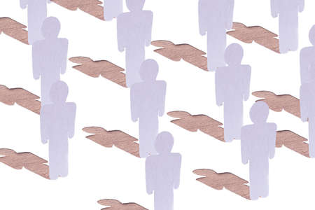 Social Network concept : close up of people cut out of paper on white backgroundの写真素材