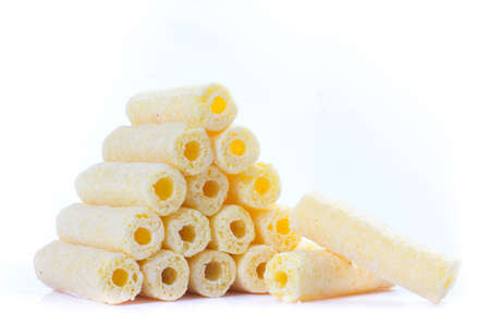 waffer rolles. Isolated on a white backgroundの写真素材