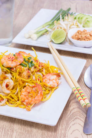 Thai food Pad thai , Stir fry noodles with shrimpの写真素材