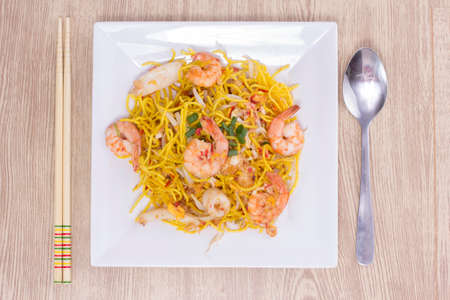 Thai food Pad thai , Stir fry noodles with shrimpの写真素材