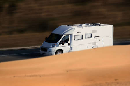 speed white van on troadの写真素材