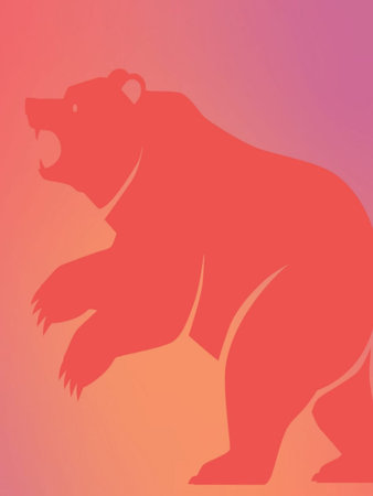 Silhouette of a bear on a pink background. Vector illustrationの写真素材