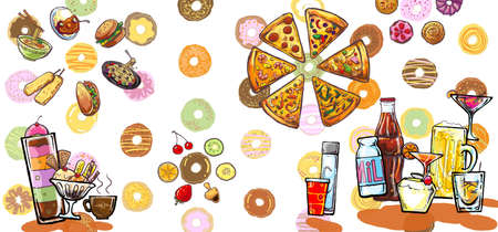 colorful food banner illustration の写真素材