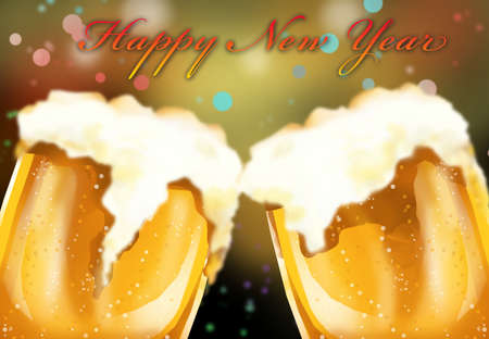 happy new year beer celebreationの写真素材