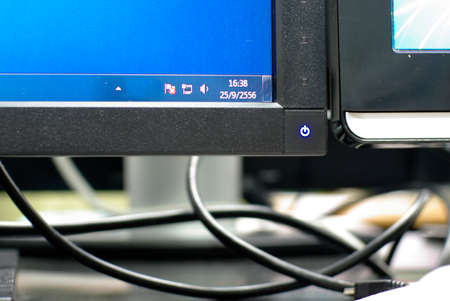 power button for computer screenの写真素材