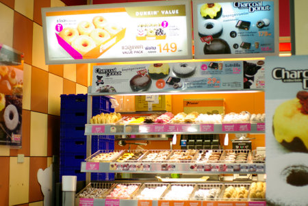 dunkin donut shop front in thailandのeditorial素材