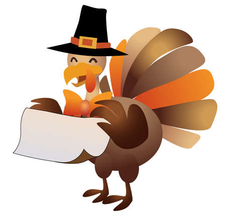 Happy thanksgiving, turkey with sign illustrationのイラスト素材