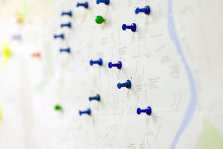 coloful pins on the map