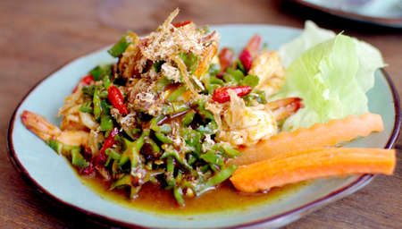 shrimp and vegetable spicy thai saladの写真素材