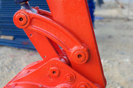 red mechanic parts crane and tractor detail, dozerの写真素材