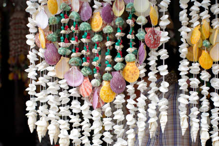 shell curtain, by the sea abstractの写真素材