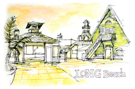 long beach, California hand sketch illustrationの写真素材