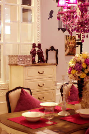 interior in pink theme vintage styleの写真素材