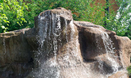 Artificial waterfall close up shotの写真素材