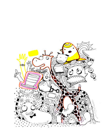 characters drawing, animals and monster illustrationの写真素材