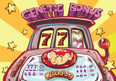 kids genetic prediction lucky risky slot machine born with prefect health is difficult like gamble  we wish the best for the new born to be healthy and happyの写真素材