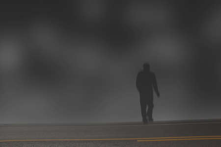 mysterious man in a mistの写真素材