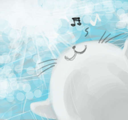 happy seal under the sea digital  paintingの写真素材