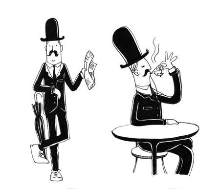 english guy cartoon drawingの写真素材