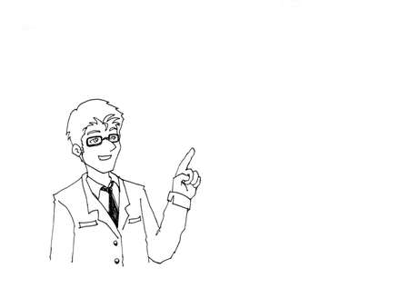business man pointing on white space illustrationの写真素材