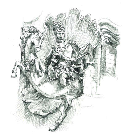 Cambodia art statue sketch illustrationの写真素材