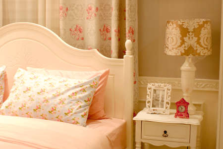 pink vintage bedroom designの写真素材